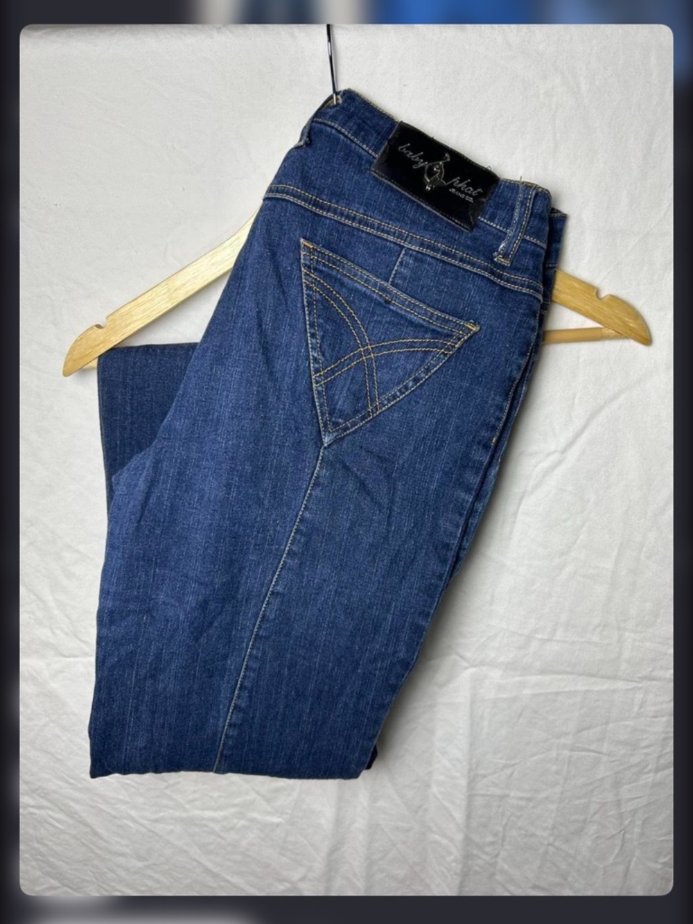 Baby Phat Dark Blue Denim Jeans with Gold Stitching